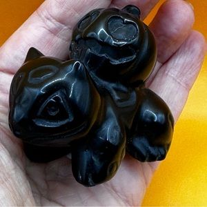 Bulbasaur black obsidian gemstone metaphysical.   1